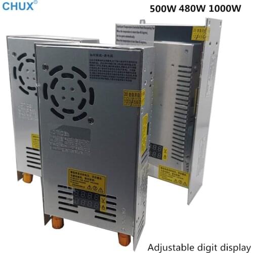 Adjustable Switching Power Supply 480W 500W 1000W 5V 12v 24v 30V 48v AC -DC Converter 80v 120v 220V LED Digital display Power