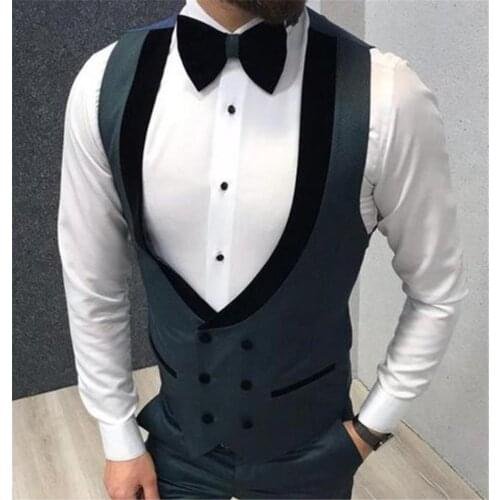 Custom Made Double Breasted Black Lapel Slim Fit Wedding Vests Mens Waistcoat Groom Vests Mens Vest for Party Men Vest Only