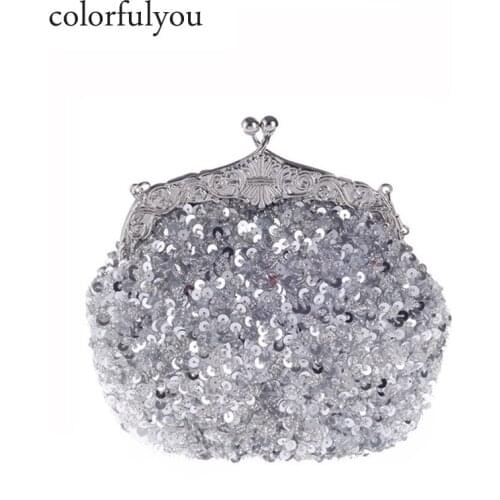 Rhinestones Clutch Evening Bag Vintage Style Handmade Beading Women Purse Solid Wedding Party Diamond Handbag Soft Wallets