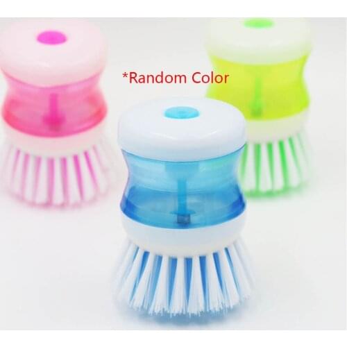 1 Pcs 8.5*6.5cm Kitchen Gadgets Hydraulic Washing Brush Pot Pan Dish Bowl Cleaning Brushes With Washing Up Liquid Soap Dispenser