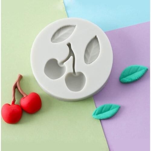 1PCS Leaf Cherry Silicone Mold Chocolate Cake DecorationSugar Biscuit Fondant Jelly Mousse Moulds M2719