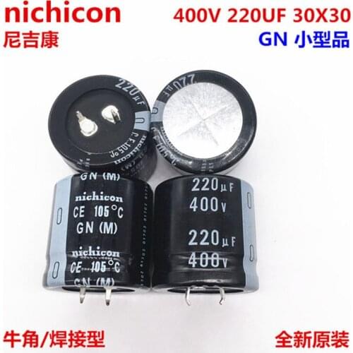 2PCS/10PCS 220uf 400v Nichicon GU/GN 30x30mm 400V220uF Snap-in PSU Capacitor