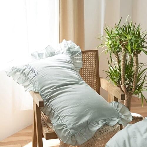 Cilected 100% Cotton Embroidered Pillowcase Ins Princess Style Lotus Leaf Lace Cushion Cover Pillow Core Protective Cover 2Pcs