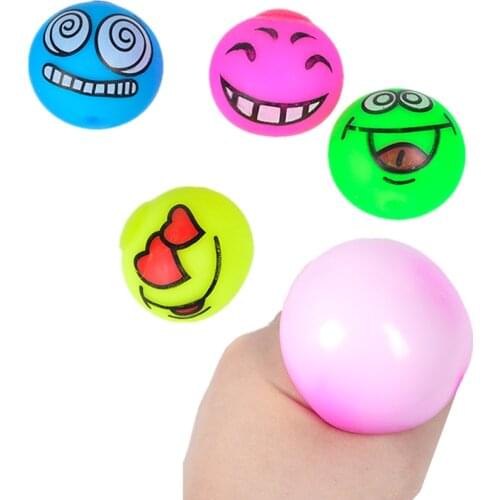 4Pcs Decompression Toy TPR Soft Rubber Release Balls Kids Vent Toy Adult Hand Fidget Toy Gift Elastic Smile Ball Childrens Toys