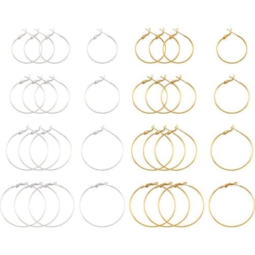 32Pairs Brass Hoop Earrings Big Circle Earring Ear Clip for Jewelry Making DIY Nickel Free30~45x1.2mm