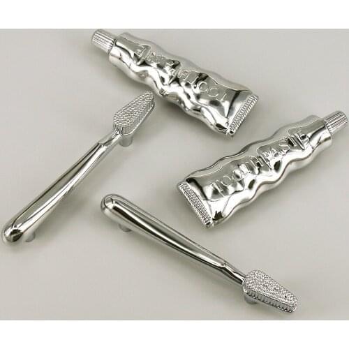 4PCS Chrome 76mm Hole Center Furniture Wardrobe Kitchen Cupboard Cabinet Vanity Handle Pull Toothbrush Toothpaste knobs
