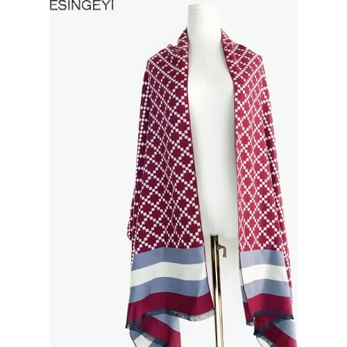 Anti-season Cube Plaid Cashmere imitation Shawl Scarf women warm Scarves Foulard Square Hijab Ladies wrap muffler pareo female