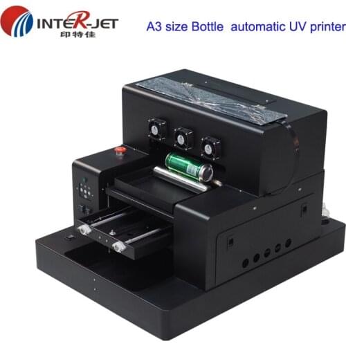 Automatic A3 size cylinder bottle UV printer Phone case UV printer with White and color UV ink print one pass RIP 9.0 software