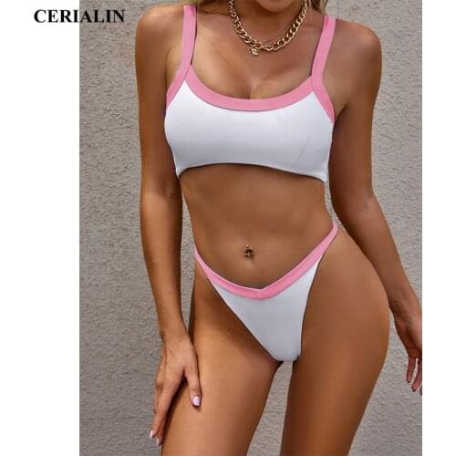 Cerialin Sexy Bikinis Swimsuits Women Push Up Swimwear Two-pieces Bikini Set Splicing Biquini Beachwear Low Waist Bathing Suits