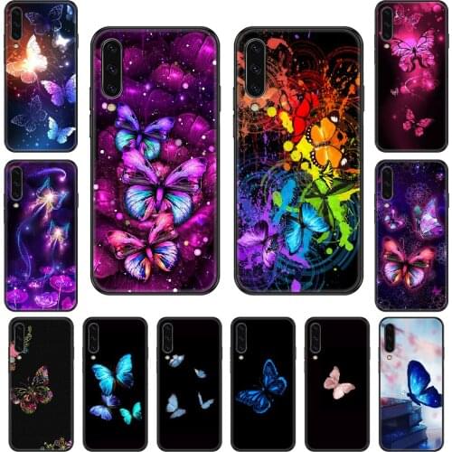 Pretty Beautiful butterfly pattern Phone case For Samsung Galaxy A 3 5 8 9 10 20 30 40 50 70 E S Plus 2016 2017 2018 2019 black