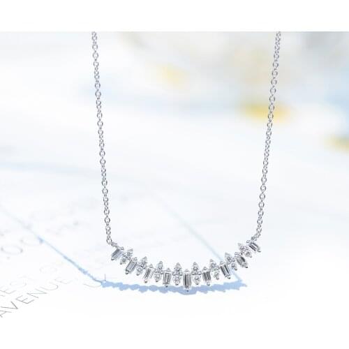 Hot Sale 925 Sterling Silver AAA Zircon Diamond Smile Necklaces Simple Design Fashion Women Jewelry Wedding Party Gift