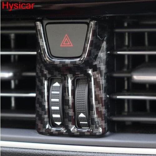 Hsyicar For Ford Focus 2019 Car Warning Light Button Decorative Sticker Cover Trim Styling Interior Accessories ABS CarbornFiber