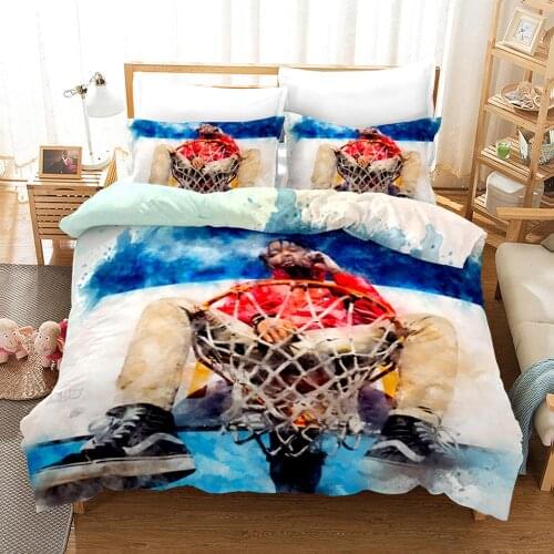 3D Basketball Youth Bedding Set Quilt Duvet Cover Pillowcases Bed Linens Set Twin Full Queen King Single Double 2-3PCS