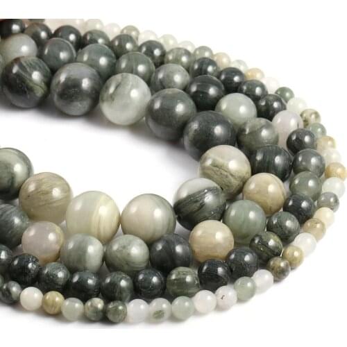 4/6/8/10mm Natural Stone Green Rutilated Quartz Beads Round Loose Beads For Jewelry Making Bracelet Necklace Women Gift 15