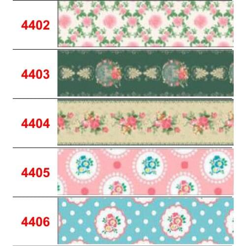 16mm-75mm Retro Flower Series Printed Grosgrain/Foe Ribbon Fall Leaf Heart DIY Wedding Party Hair Bowknots 50yards/roll