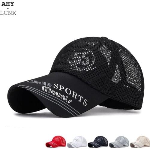 Summer Korean Lengthened Brim Sun Mens Baseball Cap Women Sport Breathable Mesh Hat Letter Printing Outdoor Caps