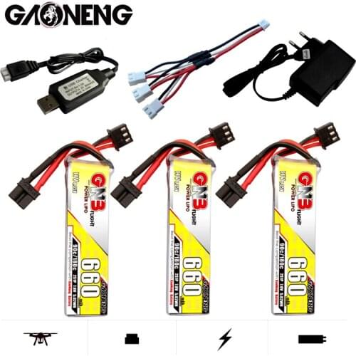 GAONENG GNB 2S 7.6V 90C/180C 660mAh HV Lipo Battery+Charger XT30U-F Plug for Happymodel FPV Racing Cine Whoop BetaFPV RC Drone