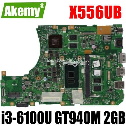 Laptop motherboard For Asus X556UB with Processor i3-6100U 4GB Memory GPU GT940M 2GB Mainboard 100% tested