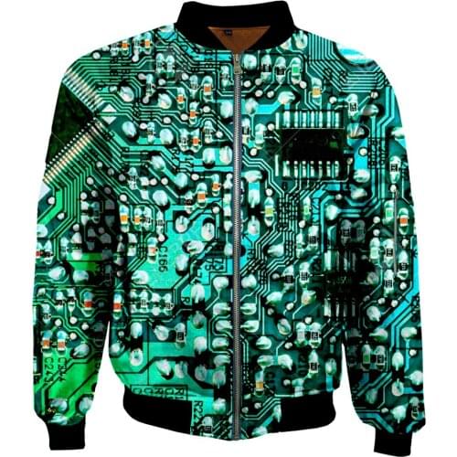 Men Unisex 3D Print Bomber Jackets Electronic Chip Punk Zip Flight Jacket Harajuku Women Streetwear US Size Winter Thick Coat 2