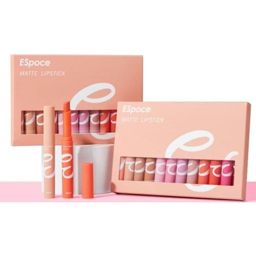 3g Lipstick Set 12Pcs Makeup Anti-fade Non-sticky Cup Rendering Silky Chestnut Velvet Matte Long Lasting Lip Stick Sets