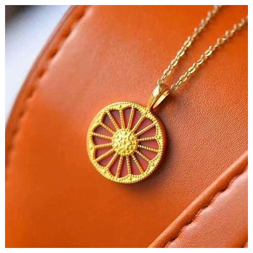 New round Brand Fashion and Big Brand Both Sides Wear Alluvial Gold Gilding Inlaid Craft Natural Antique Pendant for Women