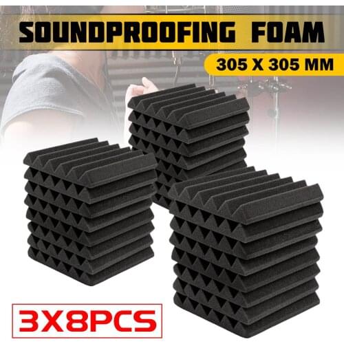 3x8Pcs 305 x 305 x 45mm Soundproofing Foam Acoustic Foam Sound Treatment Studio Room Absorption Tiles Polyurethane foam