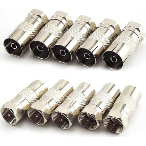 F Type Male Plug Converter Socket to RF Coax Adapter F Male to RF Connector For TV Aerial Female RF Coaxial F-Type Adapters