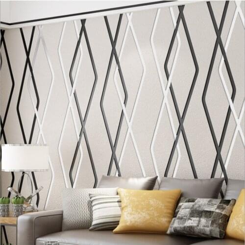Silver Gray Stripes Wallpaper Roll Living Room Bedroom Deerskin 3d Wall paper Modern Black And White Background Wall cloth Mural