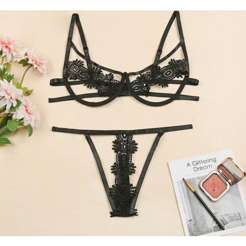 Backless Bra Lingerie Set for Women See Through Erotic Bra Panty Sexy New 2020 Underwear Set Underwire 5XL Lenceria RS80943