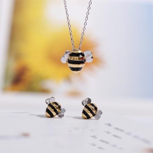 S925 sterling silver non-fading jewelry with fashion cute bee clavicle chain necklace for fashion female wholesale