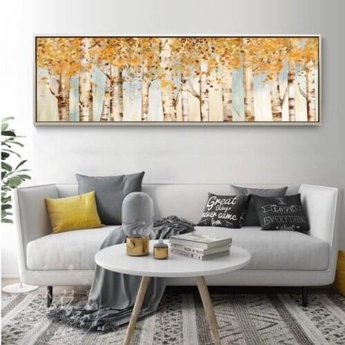 SELFLESSLY Tree Pictures Red Gold Leaf Posters Wall Painting For Living Room Decoration Canvas Prints Modern Home Decor NO FRAME