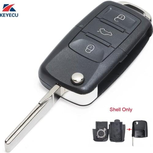KEYECU Replacement Flip Remote Car Key Shell Case Fob 3 Button for VW Volkswagen Passat Golf Beetle GTI Rabbit