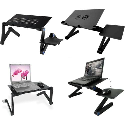 Adjustable Aluminum Laptop Desk Ergonomic Portable TV Bed Lapdesk Tray PC Table Stand Notebook Table Desk Stand With Mouse