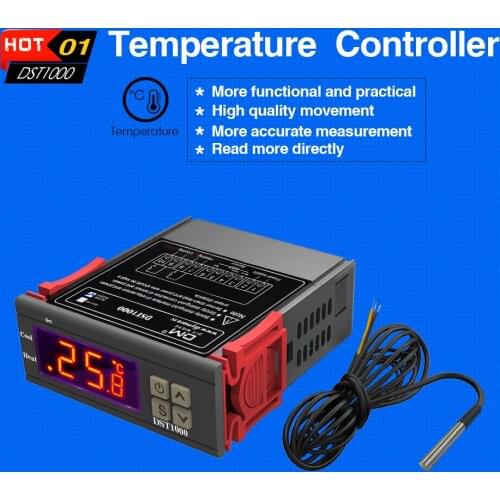 DST1000 AC 110-220V DST1000 Single Display Digital Thermostat Temperature Control Controller with DS18B20 Waterproof Sensor