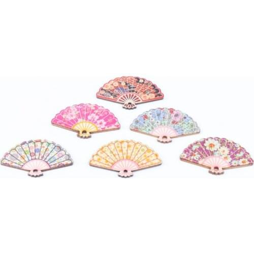 Natural Wooden Fan Pattern Scrapbooking Craft For Embellishments Handmade DIY Handicraft Home Decoration 30x48mm 10pcs MT0784