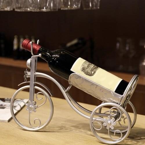 Vintage Metal Tricycle Shape Red Wine Holder Art Bike Rack Display Storage Organizer for Kitchen Bar Home Decoration