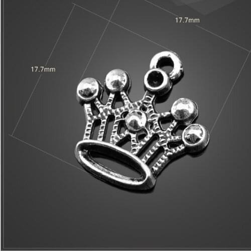 High quality 20 PCS/Lot 17.7mm*17.7mm beautiful tibet silver plated handmade crown charm diy jewelry charms