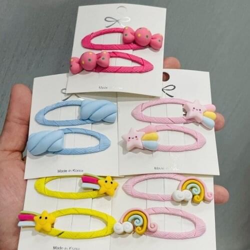 10Pcs/Set Girls Stars Augar Rainbow Hair Clips Kids Lovely Hairpins Headband Barrettes Children Fashion Hair Accessories Gift