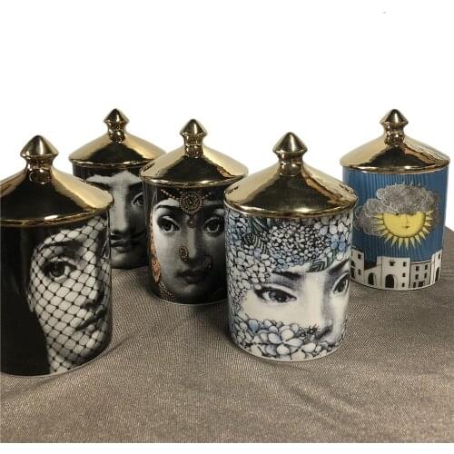 Lady Face Candle Holders Home Decoration Handmade Ceramic Jar Flower Arranging Pots Jewelry Box Retro Human Face Cup Candelabra