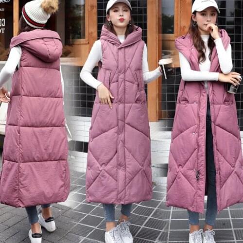Winter womens down cotton vest long womens winter long over the knee 2020 new Korean fashion padded vest jacket