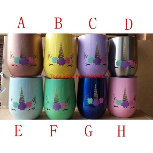 10pcs/lot 2018 new 9oz 304stainless steel unicorn egg cup unicorn cups unicorn mugs keep hot keep cold with lids