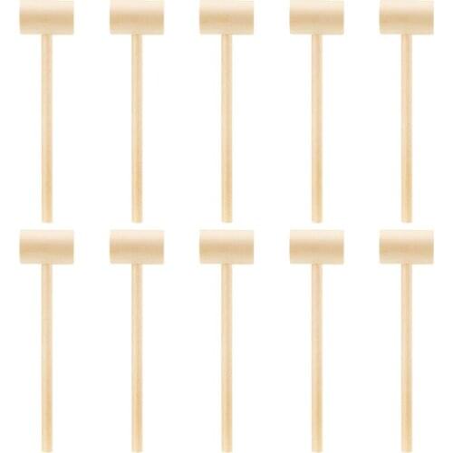 10PCS Mini Crab Lobster Wooden Mallets Natural Hardwood Seafood Hammers