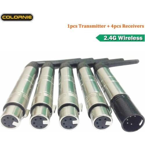 2.4G XLR 5Pin New DMX512 DMX Dfi DJ Wireless System Receiver And Transmitter For Stage Light 1PC Transmitter 4pcs Receiver