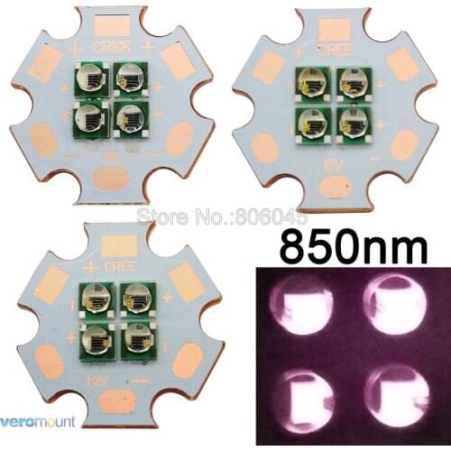 2pcs/lot! 3535 4Chips 4-LEDs Infrared IR 850nm 60 Degree Intergrated High Power LED Emitter with 20mm 3V 6V 12V Copper PCB
