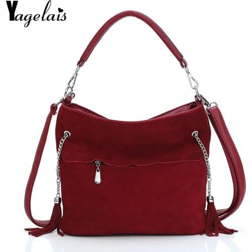 2019 Fashion Leather Womens Bucket Bag Retro Tassel Crossbody Bag High Quality Retro Shoulder Bag Simple Messenger Bag Tote Bag