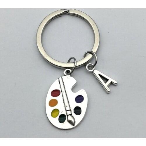 2020 NEW Painters Tools-Palette & Brush Keychain Personalizeds Letter A-Z Creative Pendant Key Chain Ring DIY Fit Keychain