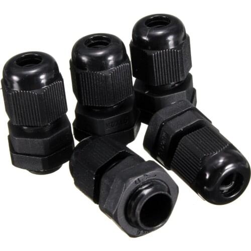 5Pcs 12mm Compression Cable Glands Black Waterproof IP68 M12 TRS Stuffing Gland