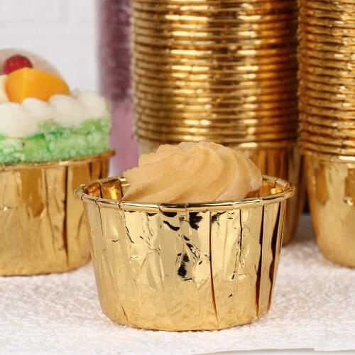 50Pcs Cupcake Wrapper Baby Birthday Party Small Cakes Cups Aluminum Foil Baking Molds Wedding Pastry Paper Box Decorating Tools