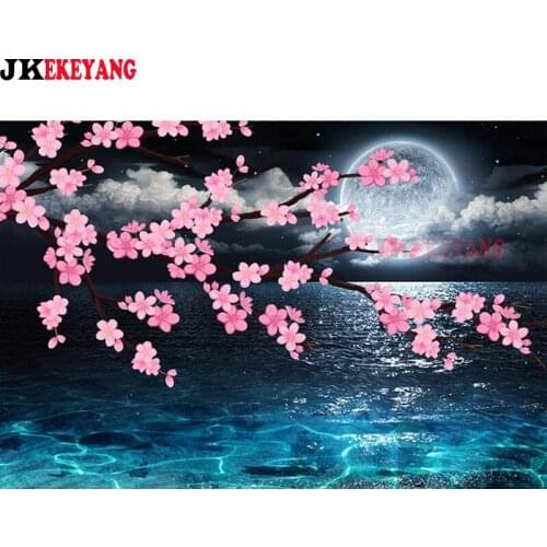 5D Diy diamond painting Sea moon and flowers Diamond Mosaic sale Rhinestone Embroidery cross stitch Y4039