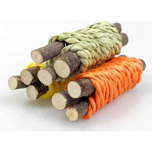 Hay Treat Bunny Chew Toys Loofah Grass Assorted Shape Toy Suitable for Rabbit Squirrel Small Pets Teeth Care 7 Pieces